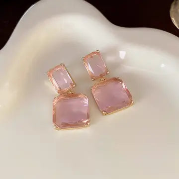 Pink Transparent Drop Earrings