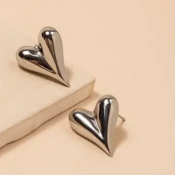 Heart 18K Gold Dip Stainless Steel Stud Earring